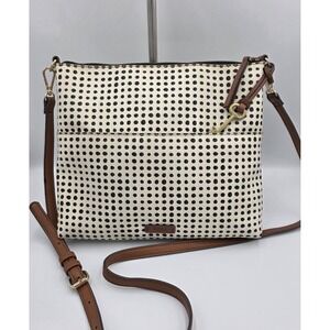Fossil Black and Cream Polka Dot Crossbody Bag